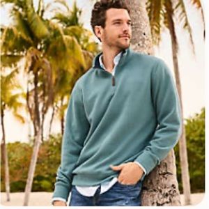 Lands’ End Men’s Bedford Rib Quarter-Zip Sweater, Size Large, Tourmaline